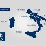 Mappa dell’Italia che evidenzia in colore blu le regioni ammesse alla Decontribuzione Sud (Abruzzo, Molise, Campania, Puglia, Basilicata, Calabria, Sicilia e Sardegna), con il logo INPS posizionato sulla sinistra.