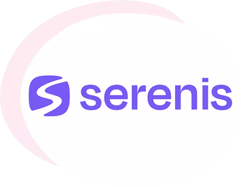 Logo ufficiale di Serenis, la piattaforma per il benessere psicologico e la salute mentale dei collaboratori di Fiabilis. Mostra un simbolo viola a forma di 'S' stilizzata e il nome 'serenis', con una sfumatura rosa a mezzaluna su uno sfondo bianco. Rappresenta l'accesso facilitato a percorsi di ascolto e terapia offerto dall'azienda.
